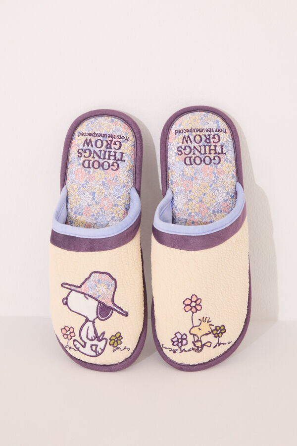 Women'secret Zapatillas casa amarillo Snoopy marfil