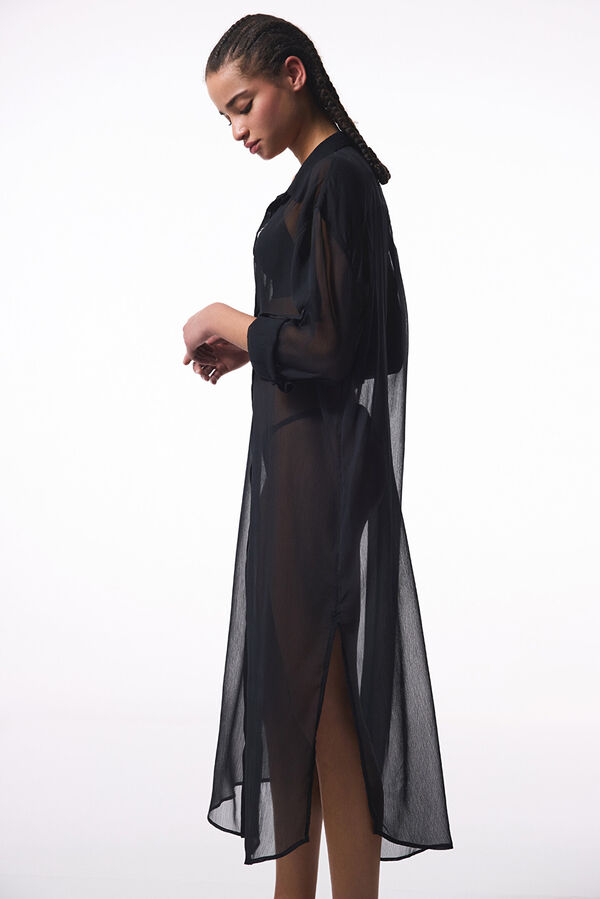 Penti Vestido camisero largo playa negro negro