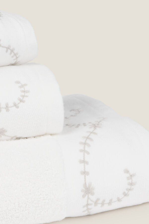 Textura Toalha felpuda bordado branco