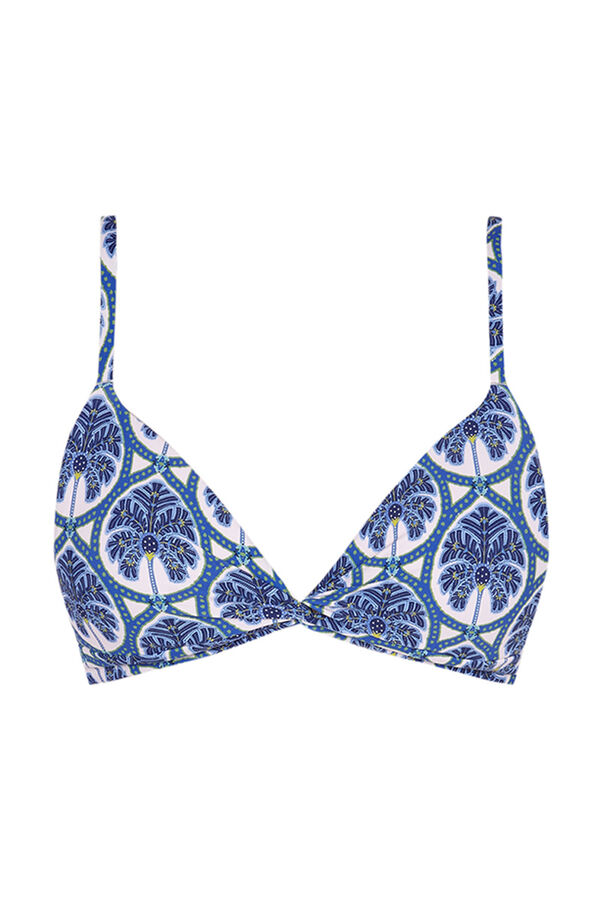 Women'secret Top biquíni triangular push up tropical azul