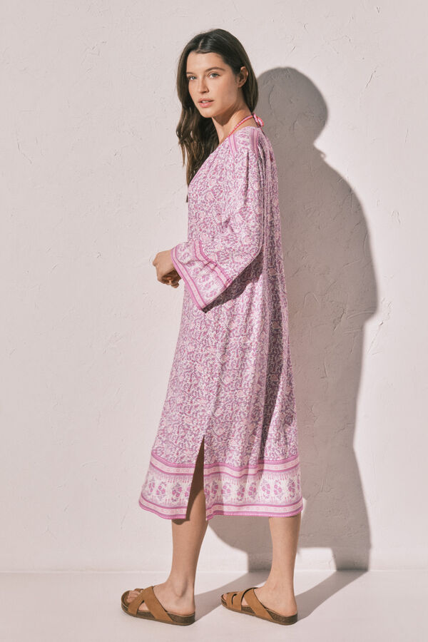 Women'secret Camisola larga estampado flores cenefa rosa