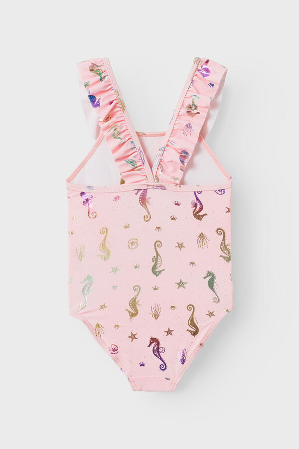 Name it Ba&ntilde;ador ni&ntilde;a con volante y motivos marinos rosa