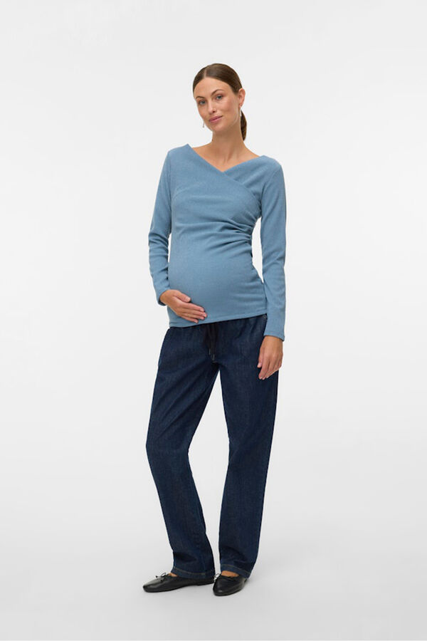 Mamalicious Top manga larga maternity y lactancia  azul