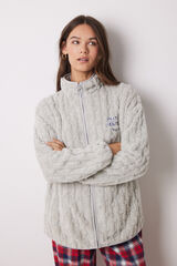 Women'secret Bata corta tejido polar gris gris