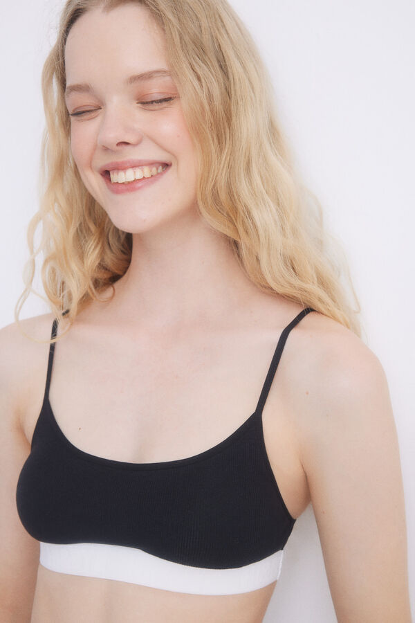 HI&BYE Soutien top algodão preto preto