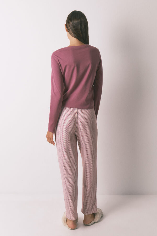 Women'secret Pantal&oacute;n largo carrot punto suave rosa rosa