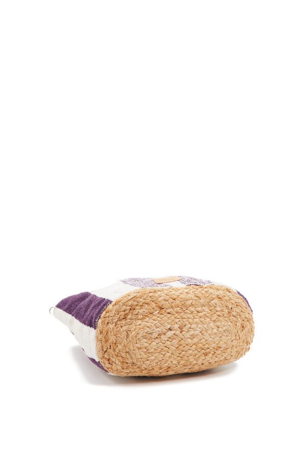 Abbacino Cesta pequena de ráfia riscas rosa