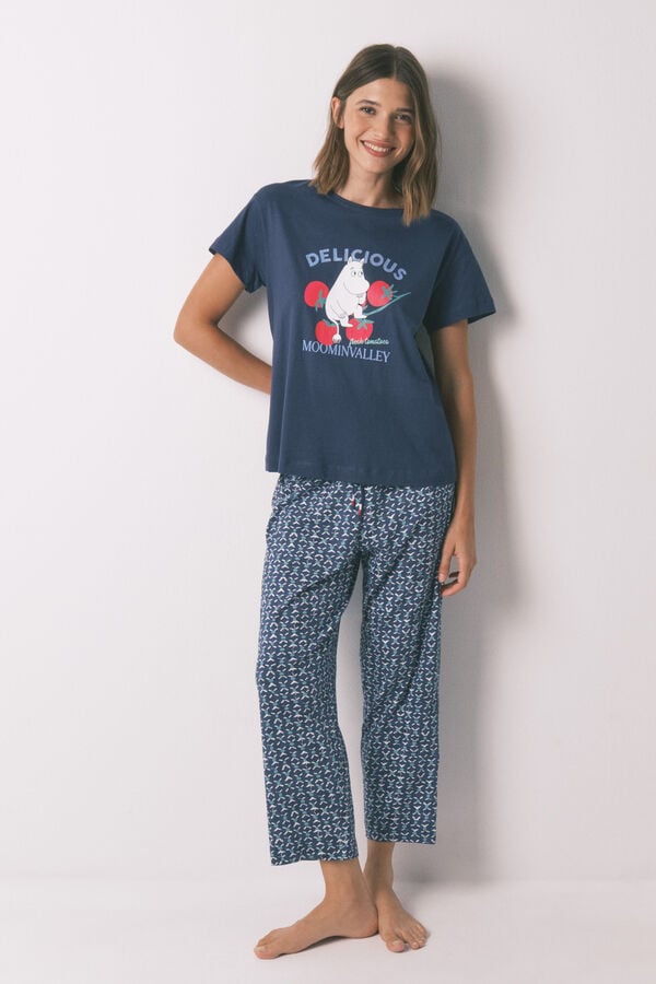 Women'secret Pijama Capri Moomin 100% algodão azul  azul