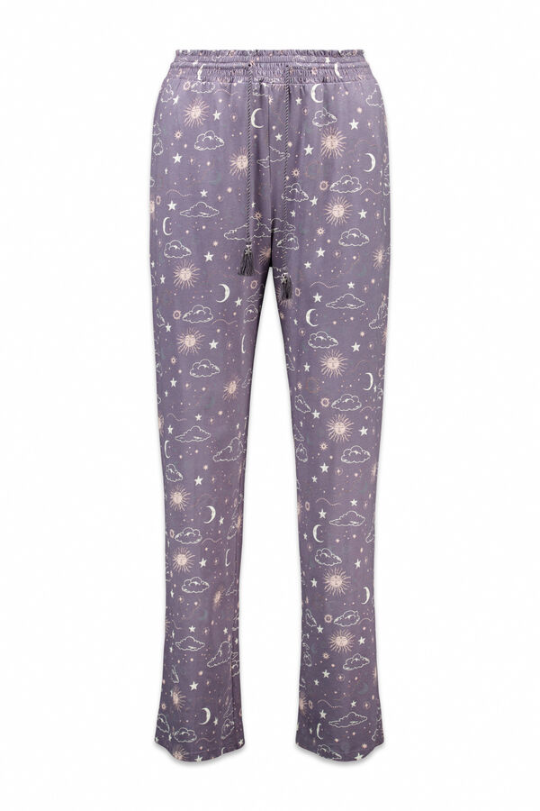 Women'secret Pantal&oacute;n largo 100% algod&oacute;n estampado astral gris