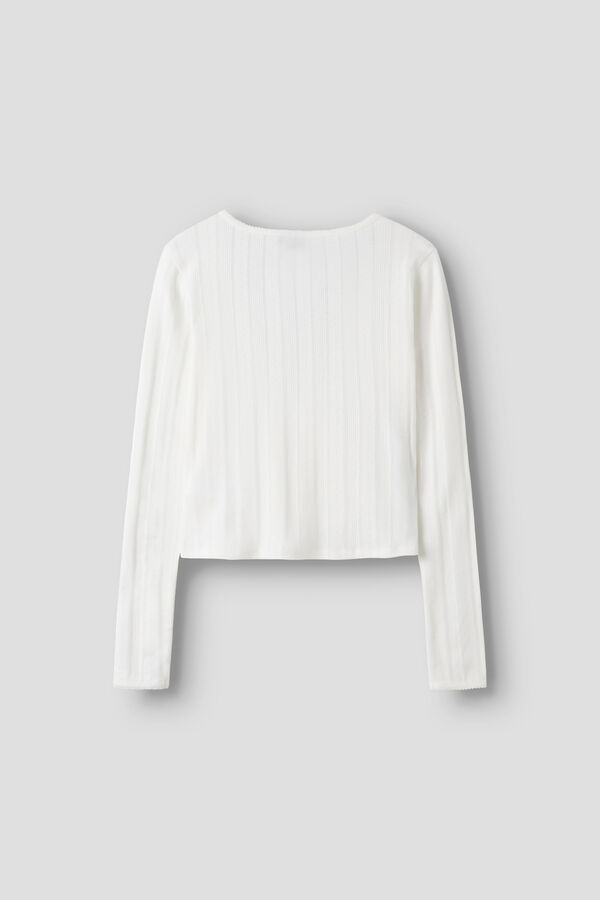 Lmtd Top de malha de manga comprida cruzado com la&ccedil;ada branco