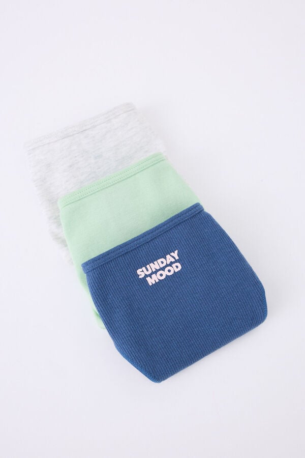 HI&BYE Pack 3 bragas brasile&ntilde;as verde, azul, gris blanco