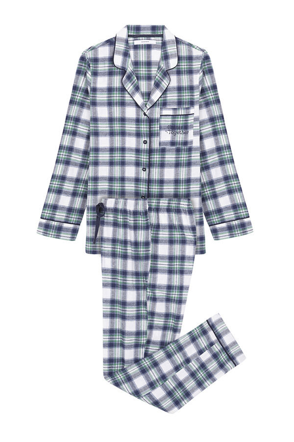 Womensecret Pijama camisero 100% algodón cuadros estampado