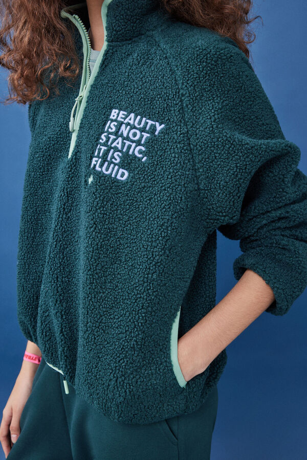 Womensecret Sweatshirt curta borrego verde verde