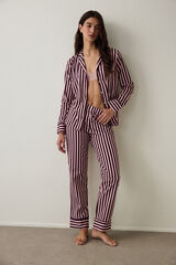 Penti Conjunto pijama camisero algod&oacute;n oversize rayas rosa