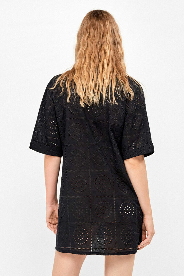 Gisela Camisola em 100% algod&atilde;o brocado preto