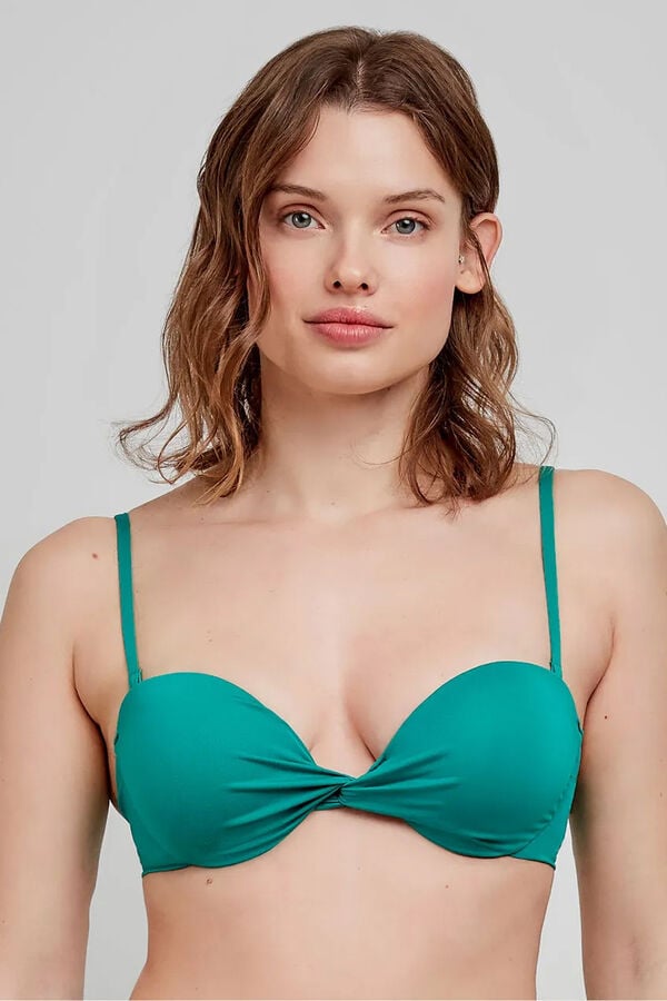 Gisela Top bikini bandeau liso verde verde