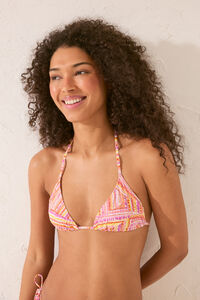 Women'secret Top bikini triangular patchwork lurex