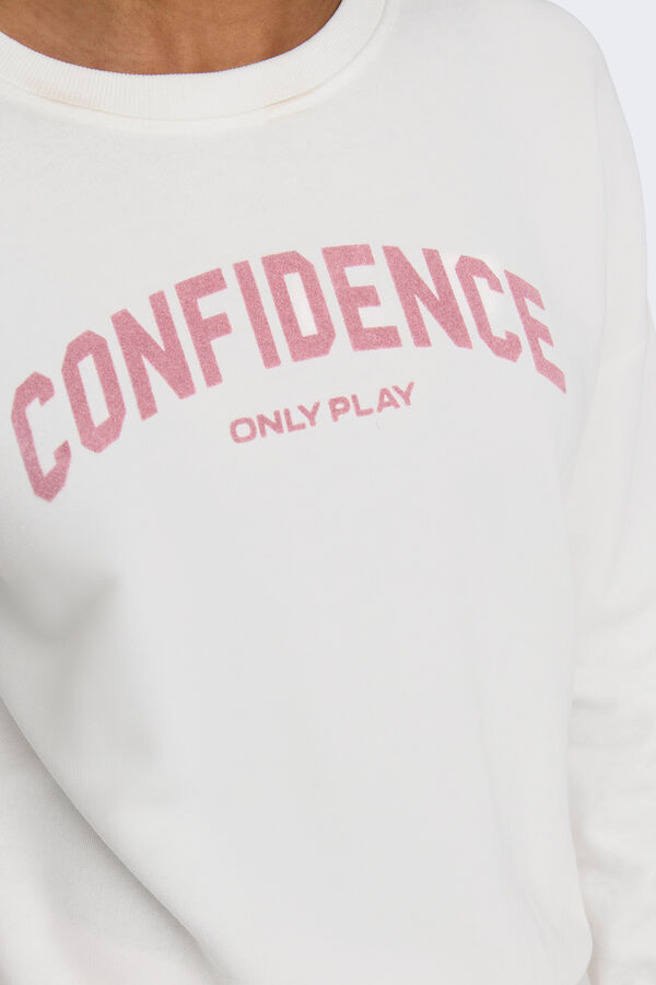 Only Play Sudadera de manga larga y cuello redondo blanco