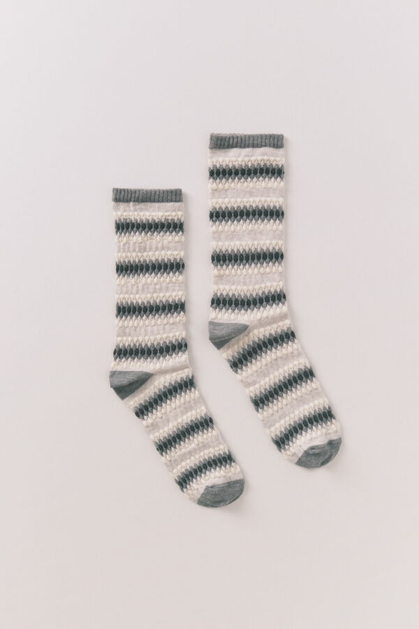 Women'secret Calcetines largos rombos gris claro gris