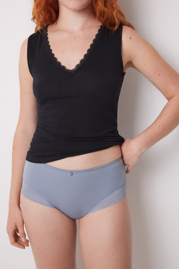 Women'secret Braga alta cl&aacute;sica microfibra azul gris