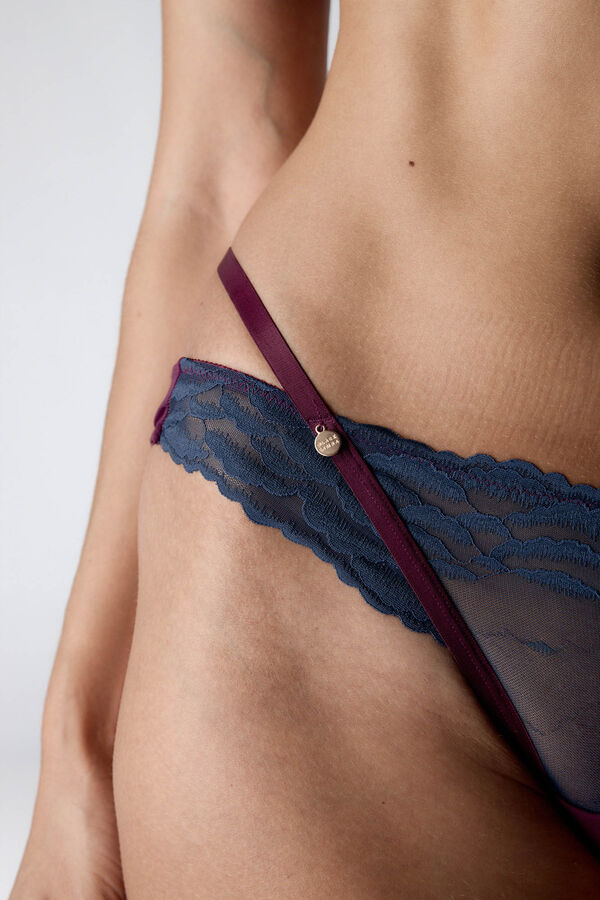 Black Limba Tanga Cleo Steel Blue azul