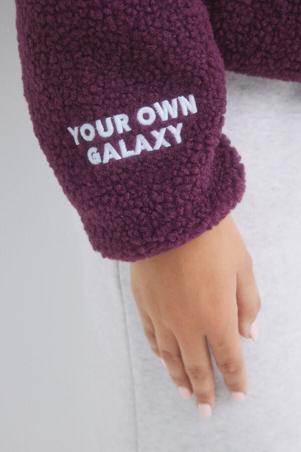 HI&BYE Sweatshirt borrego lil&aacute;s em shearling rosa