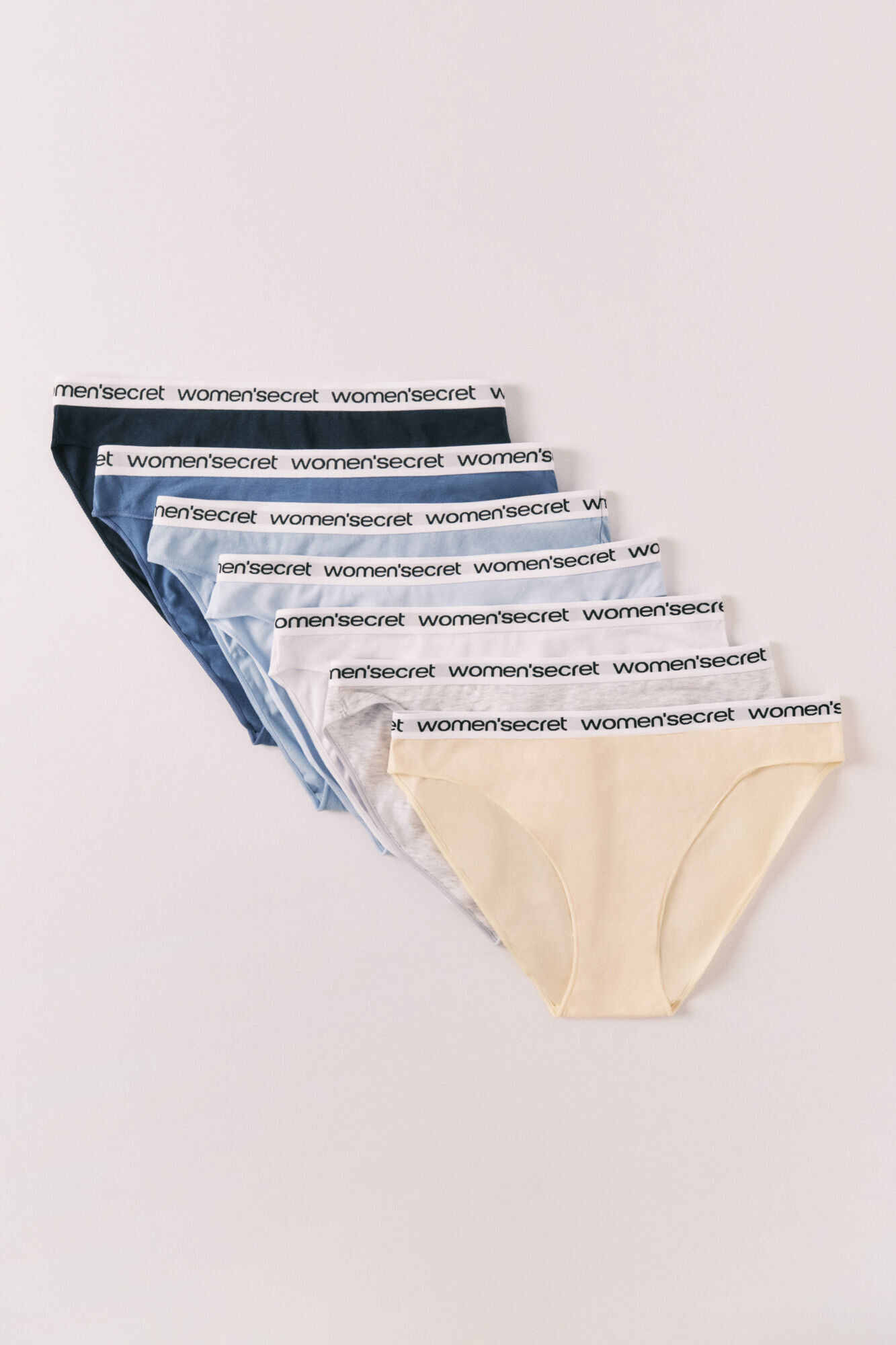 Women'secret Pack 7 cuecas cl&aacute;ssicas em algod&atilde;o lisas logo