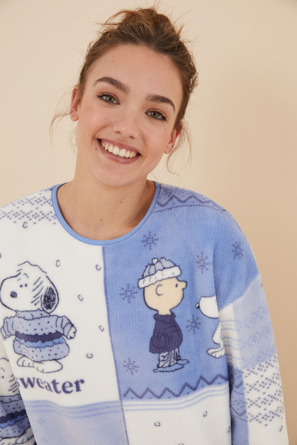 Women'secret Pijama polar Snoopy azul estampado