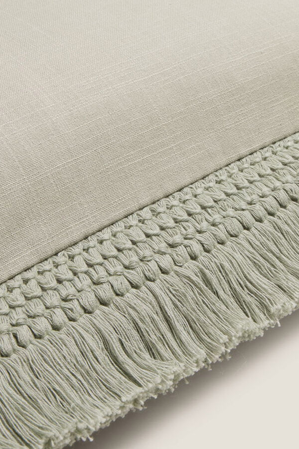 Textura Capa travesseiro algodão franjas bege