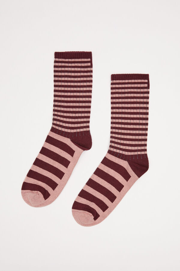 Women'secret Meias algod&atilde;o riscas rosa rosa