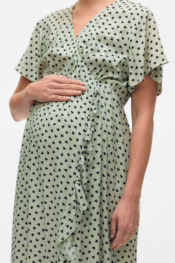 Mamalicious Vestido midi maternity y lactancia verde