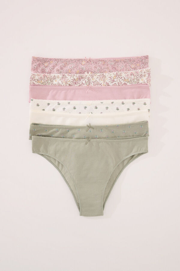 Women'secret Pack 7 bragas brasile&ntilde;as algod&oacute;n multicolor estampado