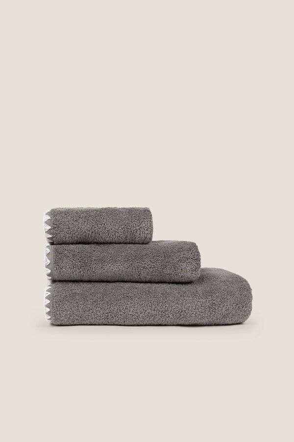 Textura Toalla tocador pespunte decorativo algod&oacute;n 30x50cm. gris