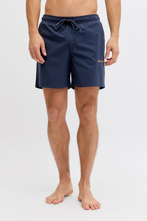 Jack & Jones Ba&ntilde;ador b&aacute;sico liso logo bordado azul