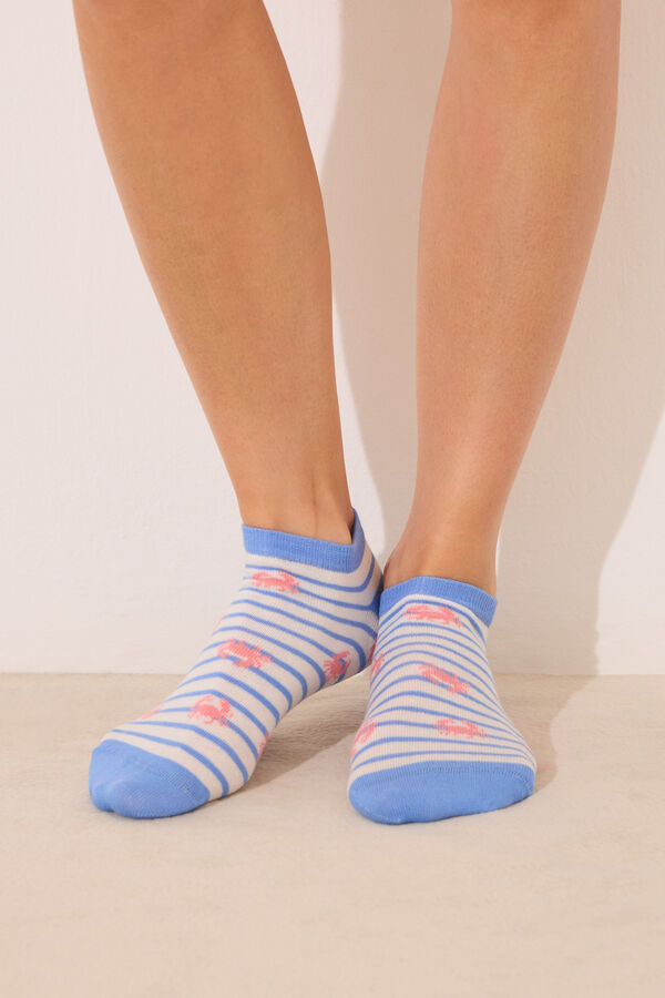 Women'secret Pack 3 calcetines cortos print cangrejos estampado
