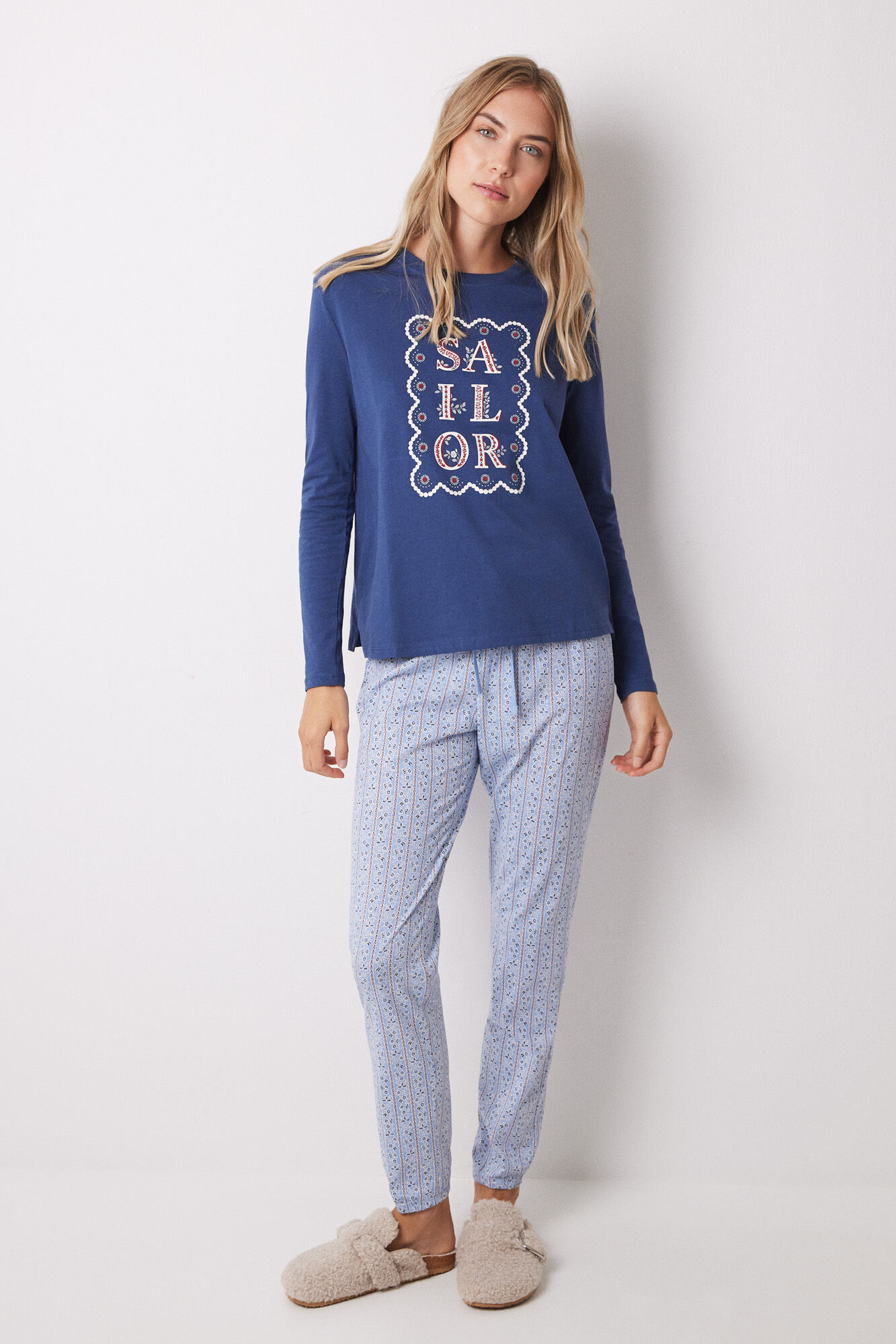 Women'secret Camiseta manga larga azul Sailor