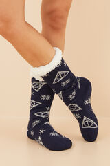 Women'secret Calcetines borreguito tricot Harry Potter azul