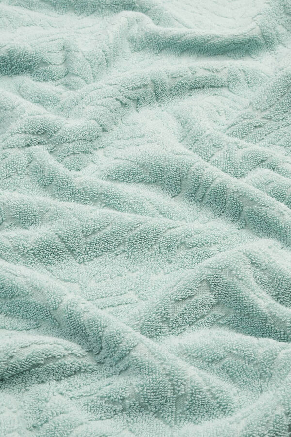 Textura Toalha de algod&atilde;o turco em jacquard com folhas bege