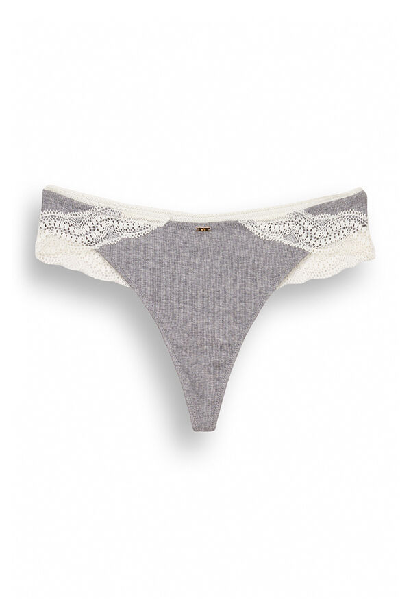 Women'secret Tanga tira algod&oacute;n gris gris