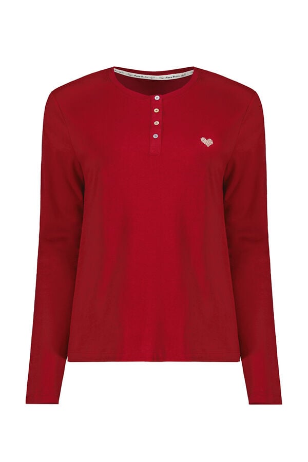 Womensecret T-shirt manga comprida 100% algodão vermelha vermelho