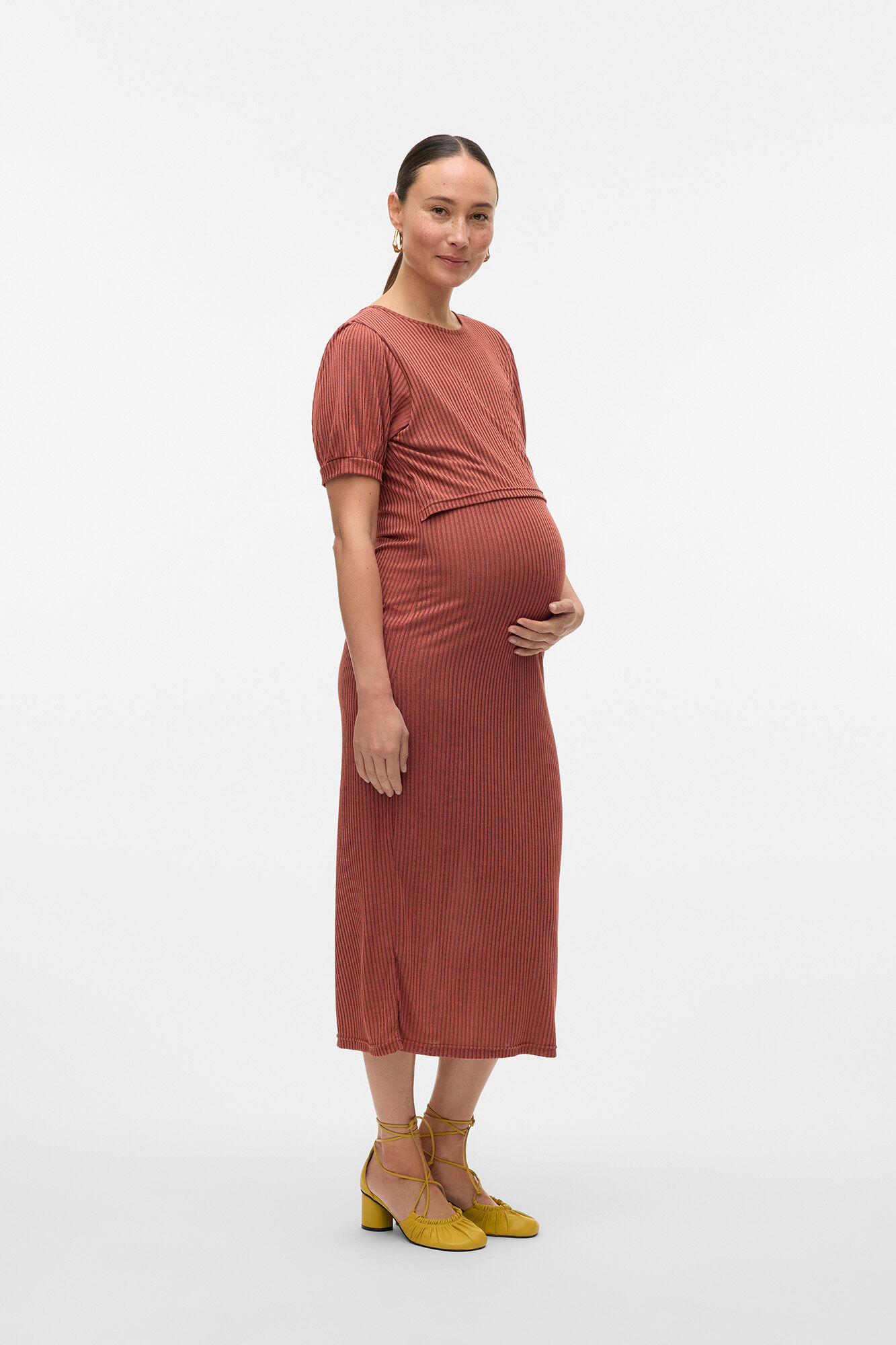 Mamalicious Vestido midi de punto fino maternity