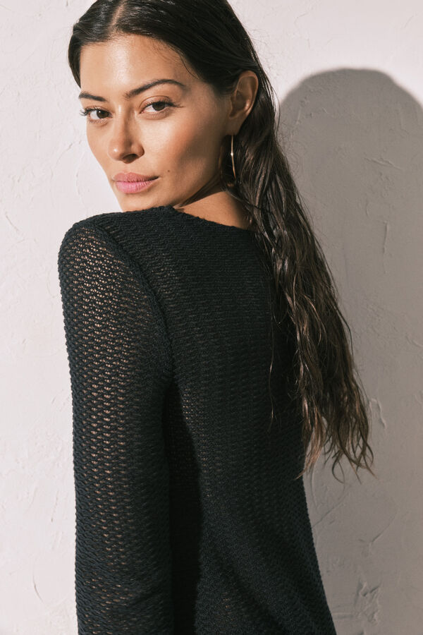 Women'secret Tunica manga larga crochet negro