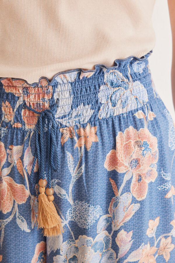 Women'secret Pantal&oacute;n largo flores azul estampado