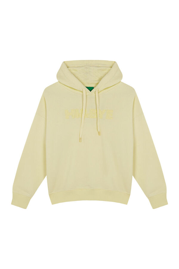 HI&BYE Sweatshirt de capuz de algod&atilde;o amarelo estampado