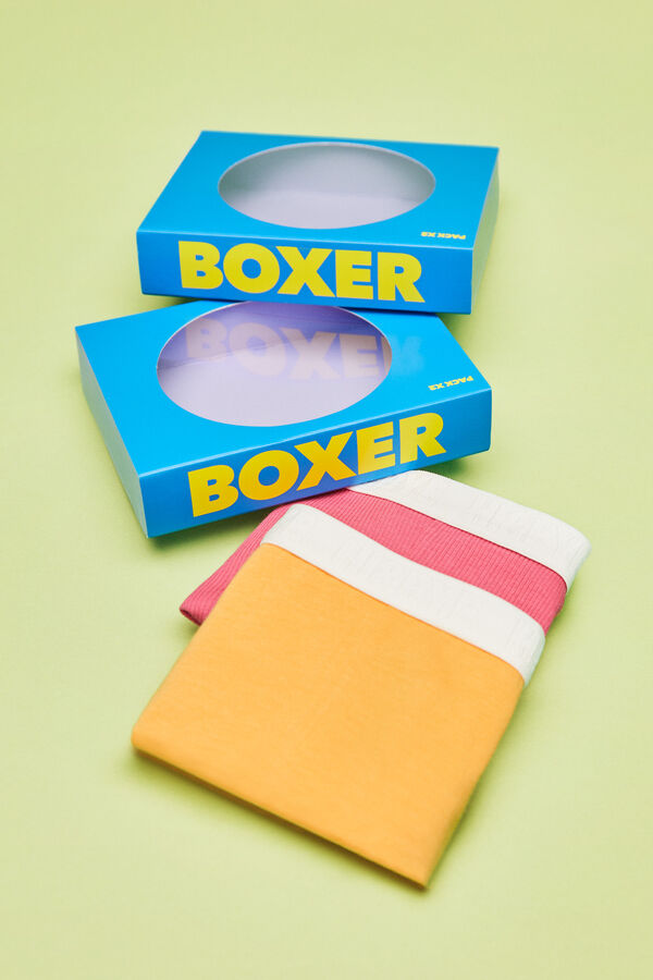 HI&BYE Pack 2 bragas culotte algod&oacute;n naranja y rosa estampado