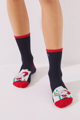 Women'secret Meias algod&atilde;o Snoopy Natal azuis azul