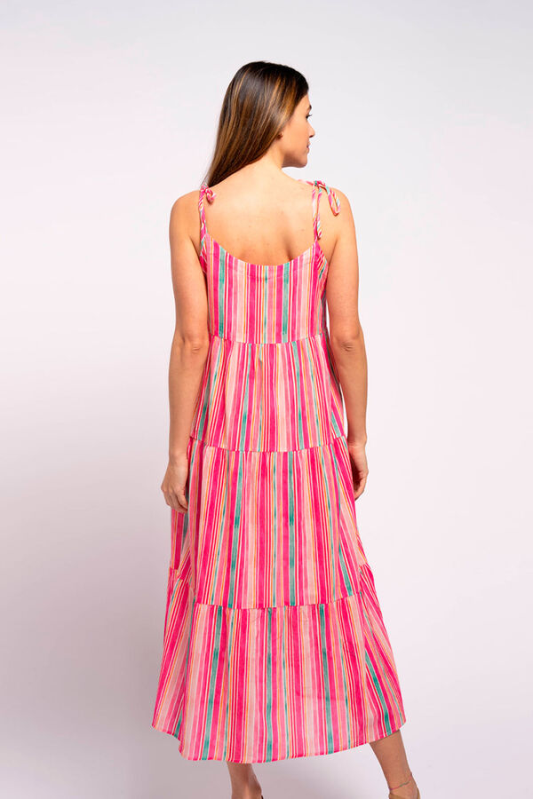 Ohma! Vestido comprida pr&eacute;-mam&atilde; &agrave;s riscas estampado