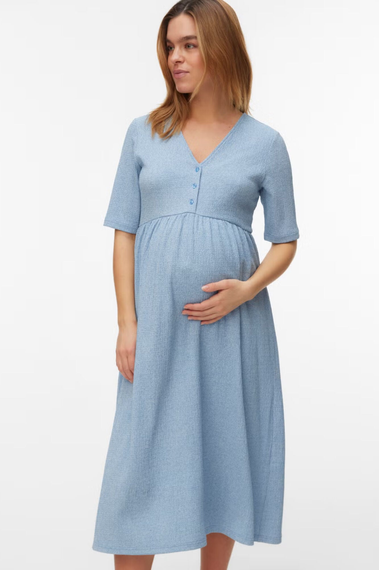 Mamalicious Vestido midi maternity decote em bico