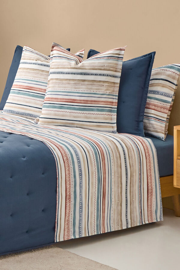 Textura Len&ccedil;ol riscas multicolor azul