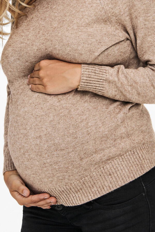 Only Maternity Malha de pré-mamã com gola redonda bege